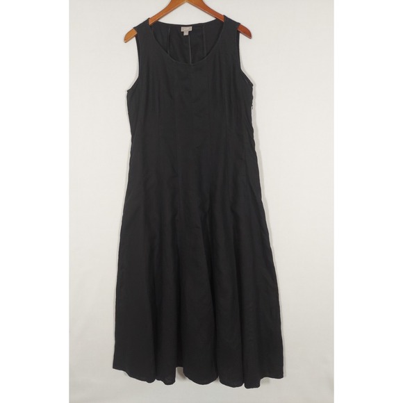J.Jill Dresses & Skirts - J.Jill Linen Black Maxi Dress L Lagenlook A-Line Scoop Neck Coastal Side Zip